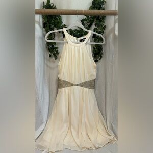 Cream colored formal dress from Lulu’s